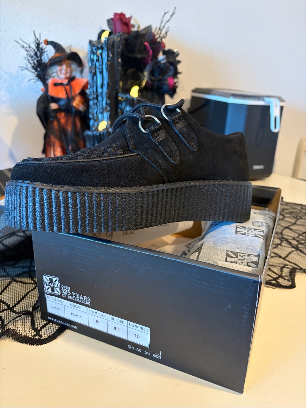 T.U.K Black Suede Platform Creeper Loafers